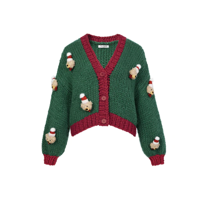 13DE MARZO Christmas Toy Head Cardigan