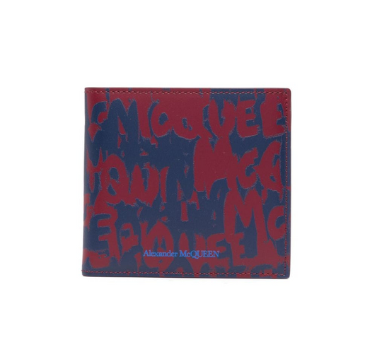  alexander mcqueen mcqueen graffiti bi-fold leather wallet