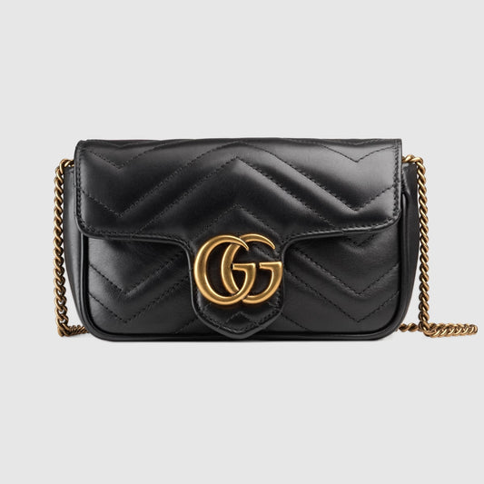 GUCCI GG MARMONT MATELASSÉ BLACK SUPER MINI BAG