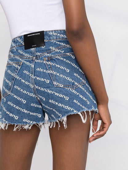 ALEXANDERWANG BITE LOGO SHORT IN DEEP BLUE DENIM DEEP BLUE&WHITE BlankRoom