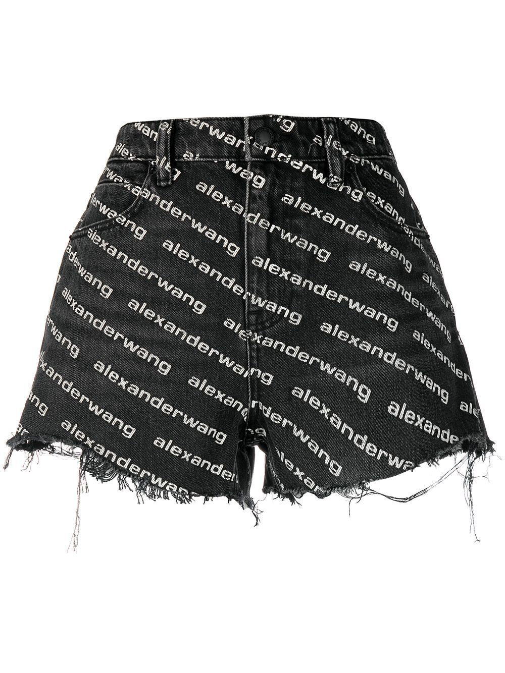 ALEXANDERWANG BITE LOGO SHORT IN GREY AGED DENIM GREY AGED&WHITE BlankRoom