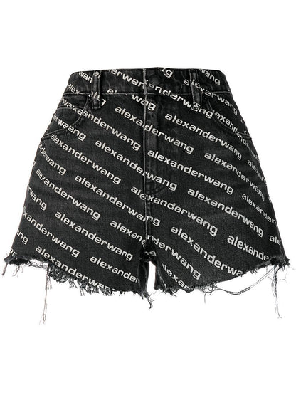 ALEXANDERWANG BITE LOGO SHORT IN GREY AGED DENIM GREY AGED&WHITE BlankRoom