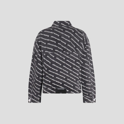 ALEXANDER WANG BLACK DENIM FALLING BACK LOGO JACKET BlankRoom