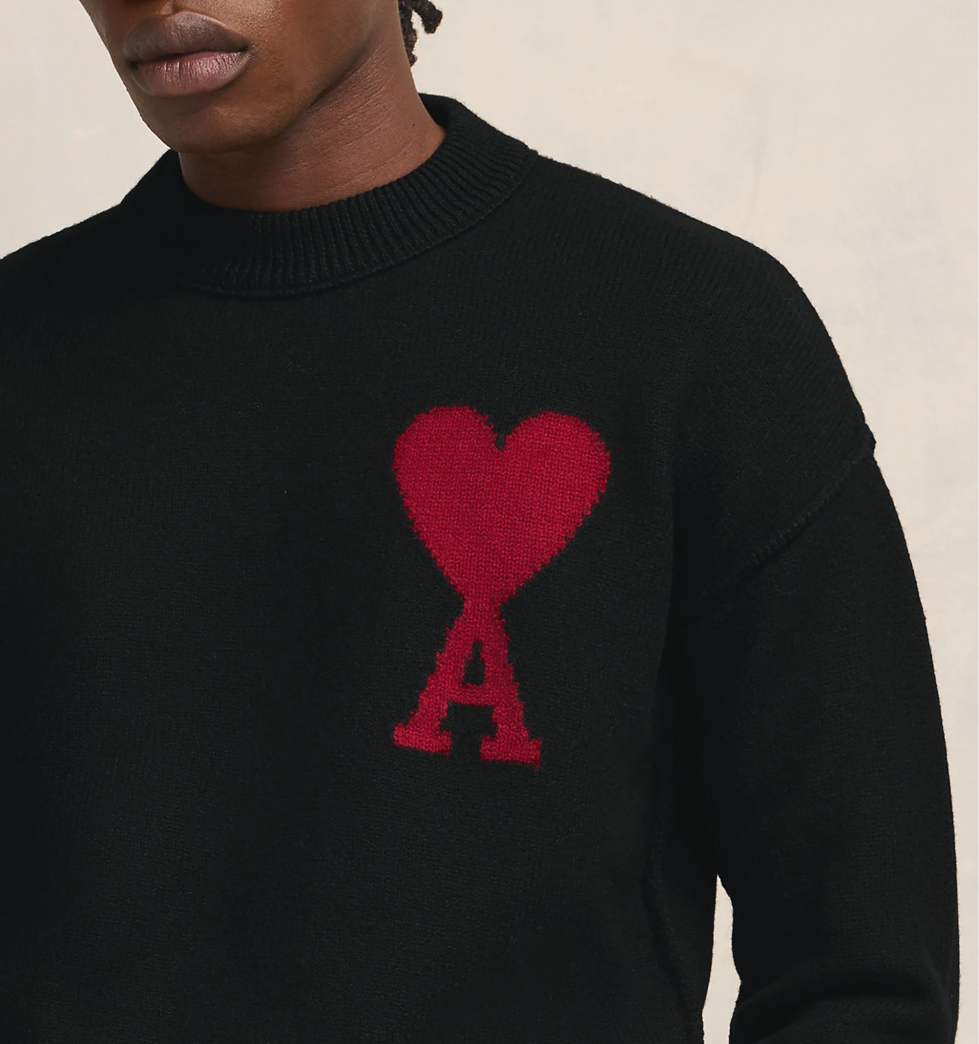 Ami De Coeur Black Merino Wool Large Logo Sweater BlankRoom