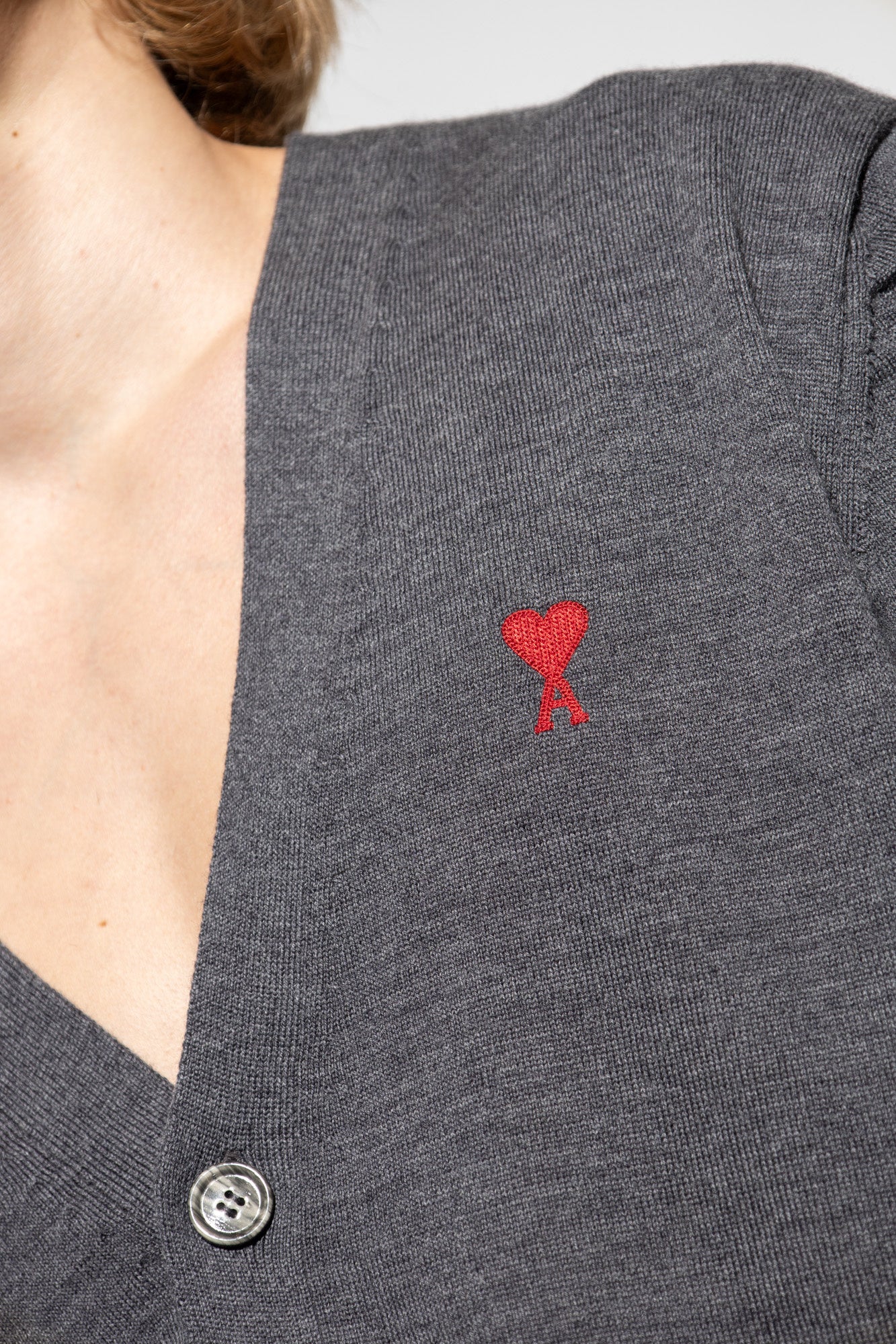 Ami De Coeur Dark Grey Small Logo Cardigan