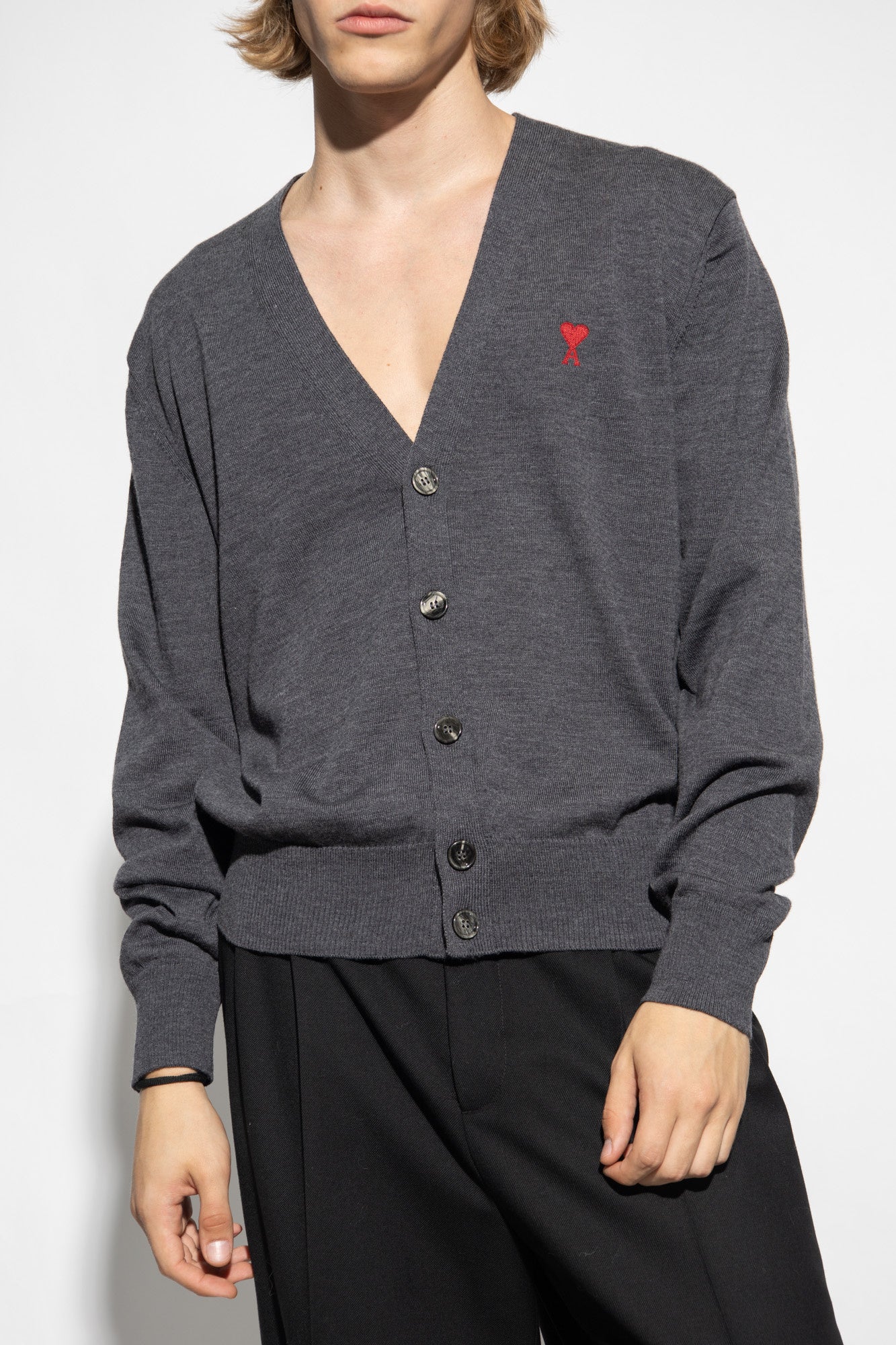 Ami De Coeur Dark Grey Small Logo Cardigan