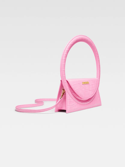 JACQUEMUS LE SAC ROND CROCO PINK BlankRoom