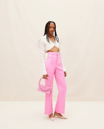 JACQUEMUS LE SAC ROND CROCO PINK BlankRoom