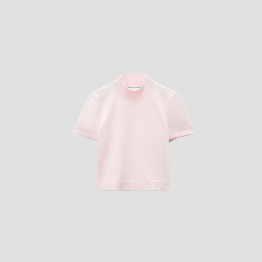 Alexander Wang Logo Ballerina Pink Mockneck Top 4KC3241029684A