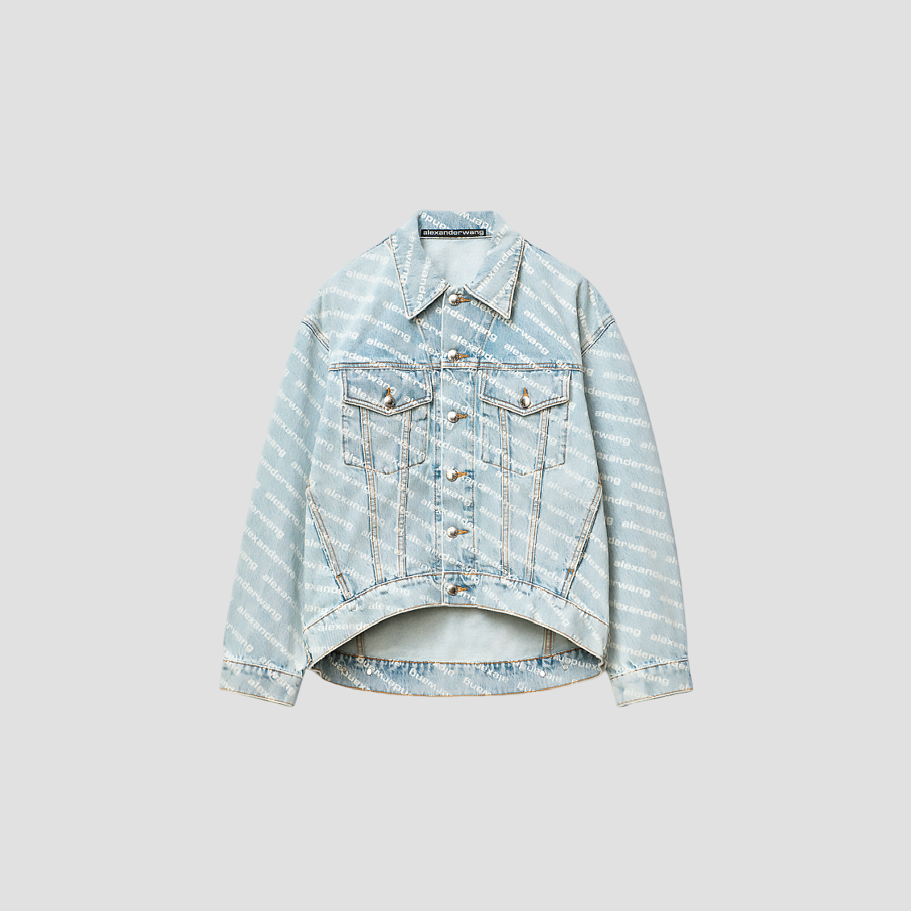 ALEXANDER WANG FALLING BACK LOGO JACKET IN PEBBLE BLEACH DENIM 4DC2202756270