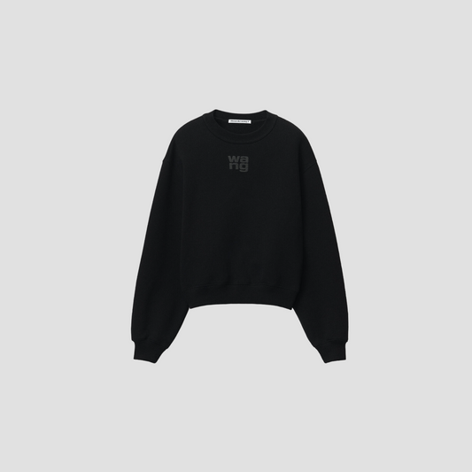 ALEXANDER WANG PUFF LOGO SWEATSHIRT IN STRUCTURED TERRY BLACK 4CC3221360001