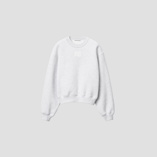 ALEXANDER WANG PUFF LOGO SWEATSHIRT IN STRUCTURED TERRY GREY 4CC3221360050