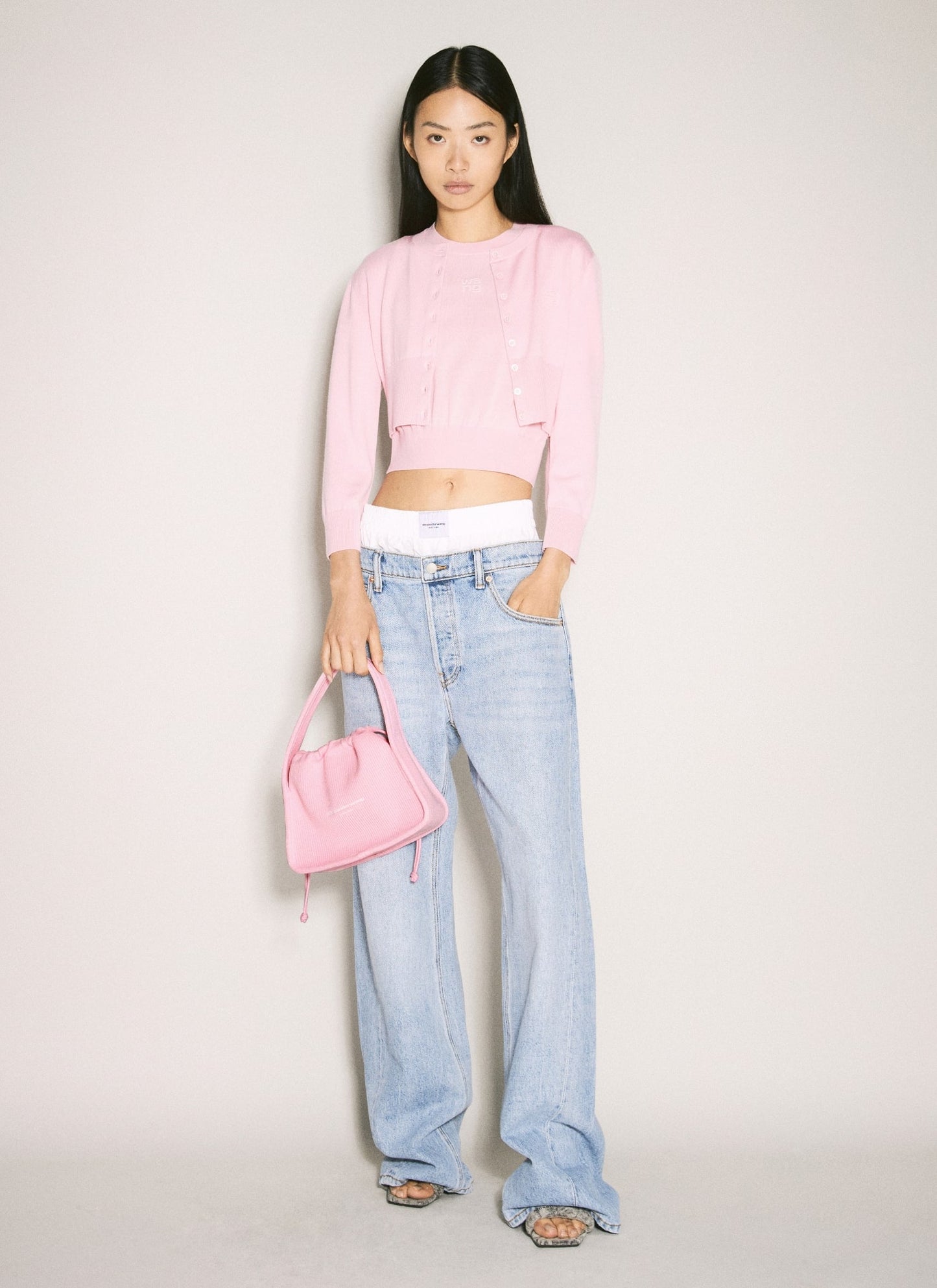 mẫu mang túi Alexander Wang Ryan Small Light Pink Ribbed Knit Bag 20222K20T680