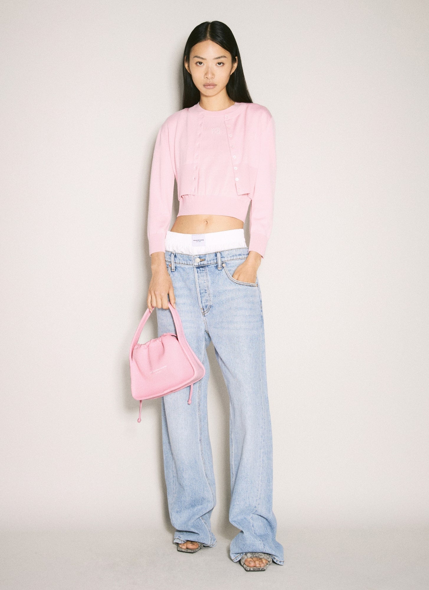 mẫu mang túi Alexander Wang Ryan Small Light Pink Ribbed Knit Bag 20222K20T680