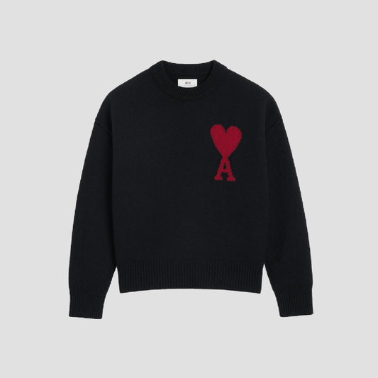 Ami De Coeur Black Merino Wool Large Logo Sweater BFUKS006.018009