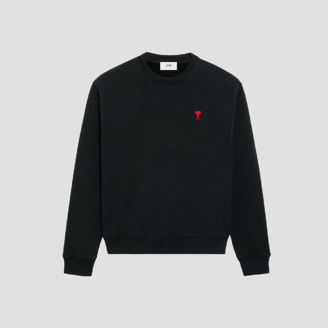 Ami De Coeur Black Organic Cotton Small Logo Sweater UKS046.KN0042.001
