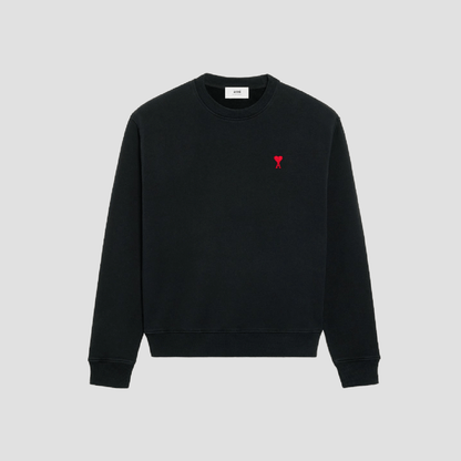 Ami De Coeur Black Organic Cotton Small Logo Sweater UKS046.KN0042.001
