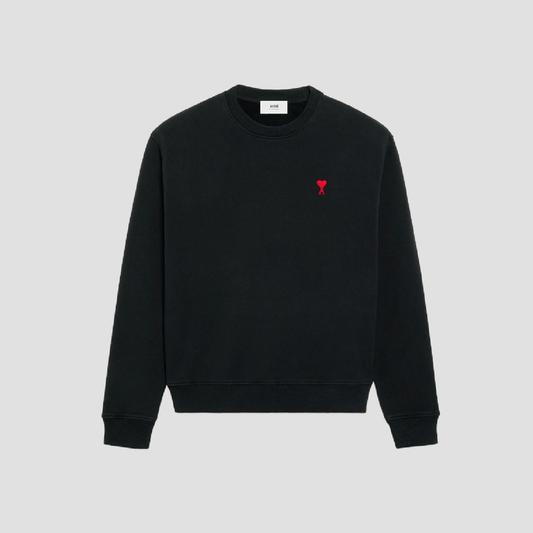 Ami De Coeur Black Organic Cotton Small Logo Sweater UKS046.KN0042.001