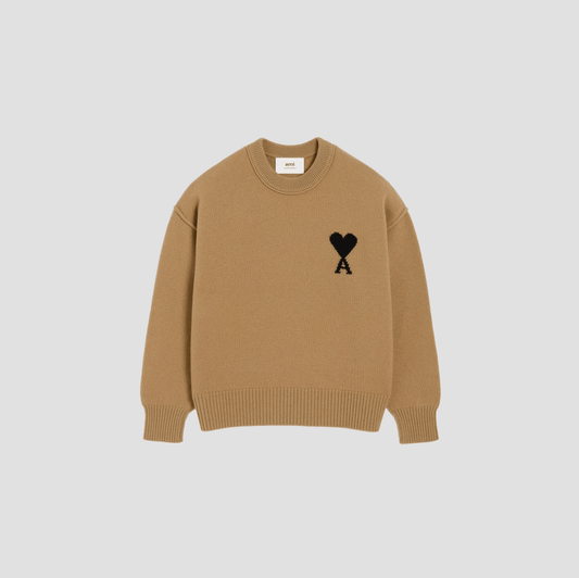 Ami De Coeur Crewneck Brown Wool Sweater UKS838.018.288