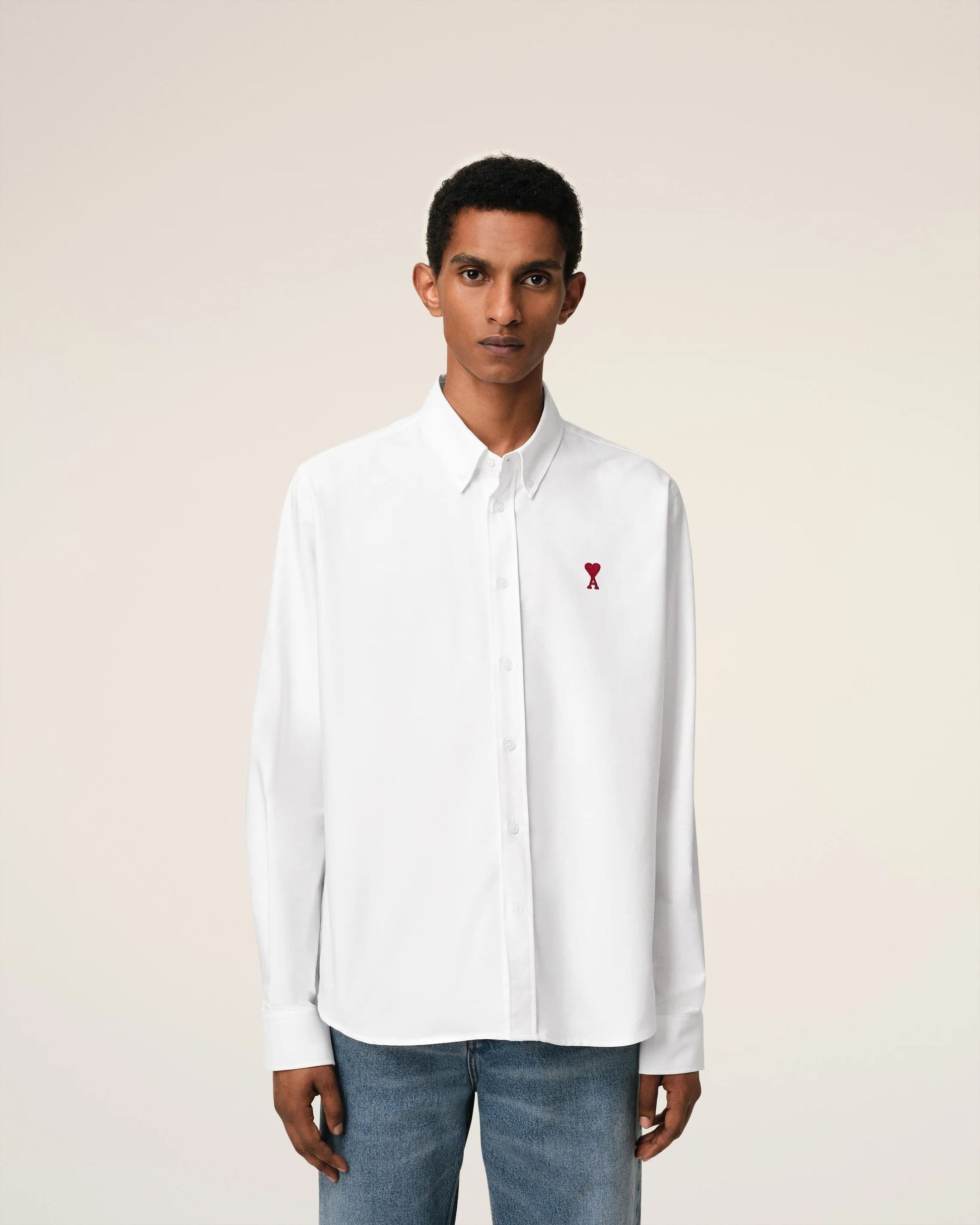 nam mặc áo Ami De Coeur Button Down Boxy Fit Cotton Oxford Shirt BFUSH130.CO0031 168