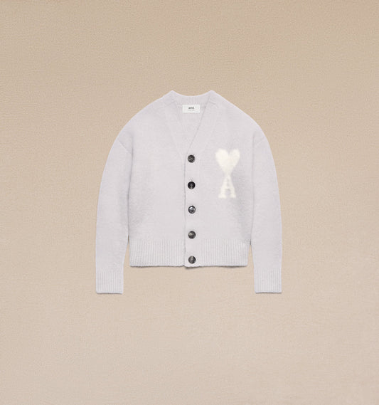 Ami De Coeur Light Grey Big Logo Cardigan