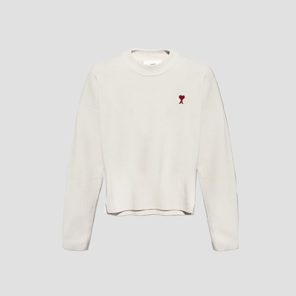 Ami De Coeur Light Grey Small Logo Ribbed Sweater UKS046.KN0042.193