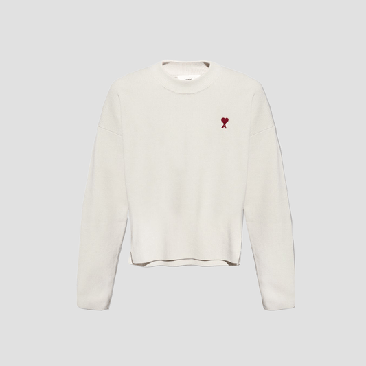 Ami De Coeur Light Grey Small Logo Ribbed Sweater UKS046.KN0042.193