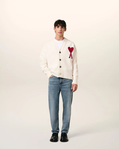 nam mặc áo Ami De Coeur Offwhite Wool Cardigan BFUKC006.018 154