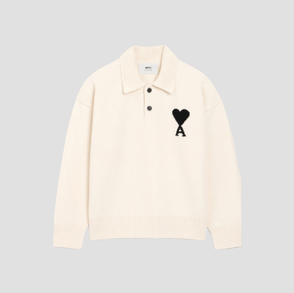 Ami De Coeur White Wool Polo Sweater UPL409.018.151