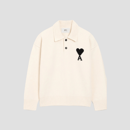 Ami De Coeur White Wool Polo Sweater UPL409.018.151