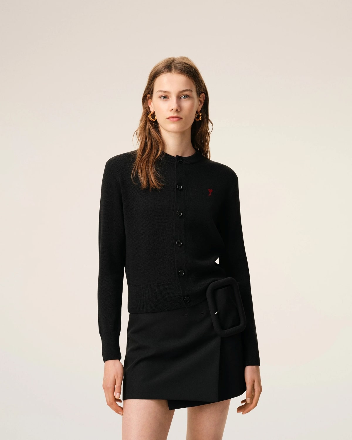 women wearing Black Wool Ami De Coeur Women Cardigan FKC361.001.009