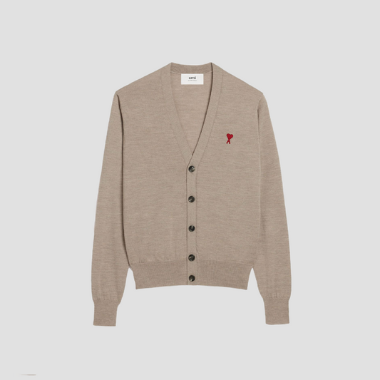 Ami Paris Small Ami De Coeur Light Beige Cardigan HKC111.KN0025 265
