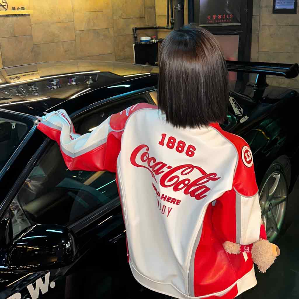 áo khoác 13de marzo x coca-cola bear racing leather jacket red blank room hà nội