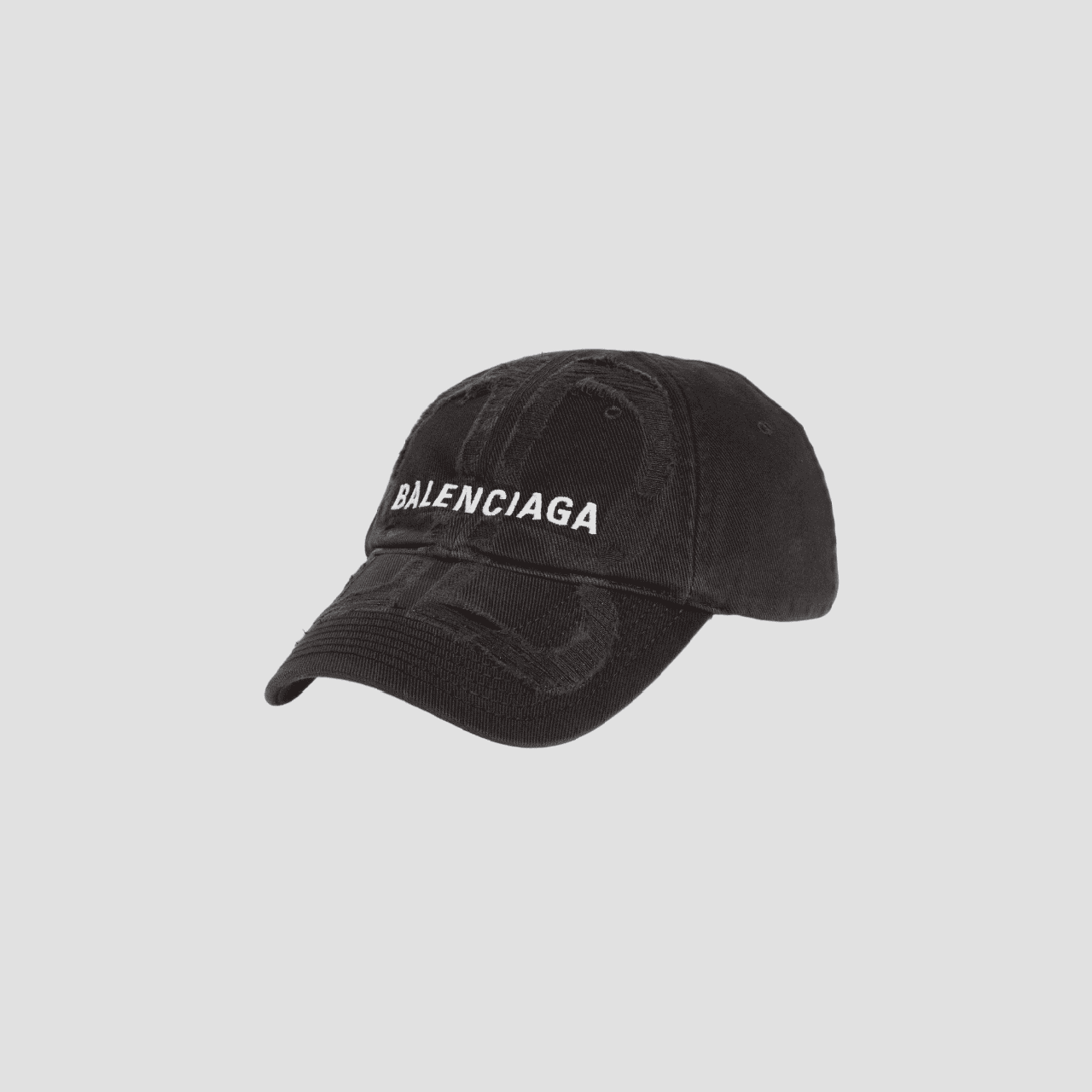 BALENCIAGA BB LASER DESTROYED CAP IN BLACK 719282410B21077