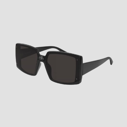 BALENCIAGA BB0081S 001 OVERSIZE SUNGLASSES TEMPLE LOGO