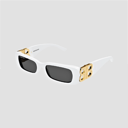 BALENCIAGA BB0096S 011 DYNASTY RECTANGLE SUNGLASSES IN WHITE 621643T00019000