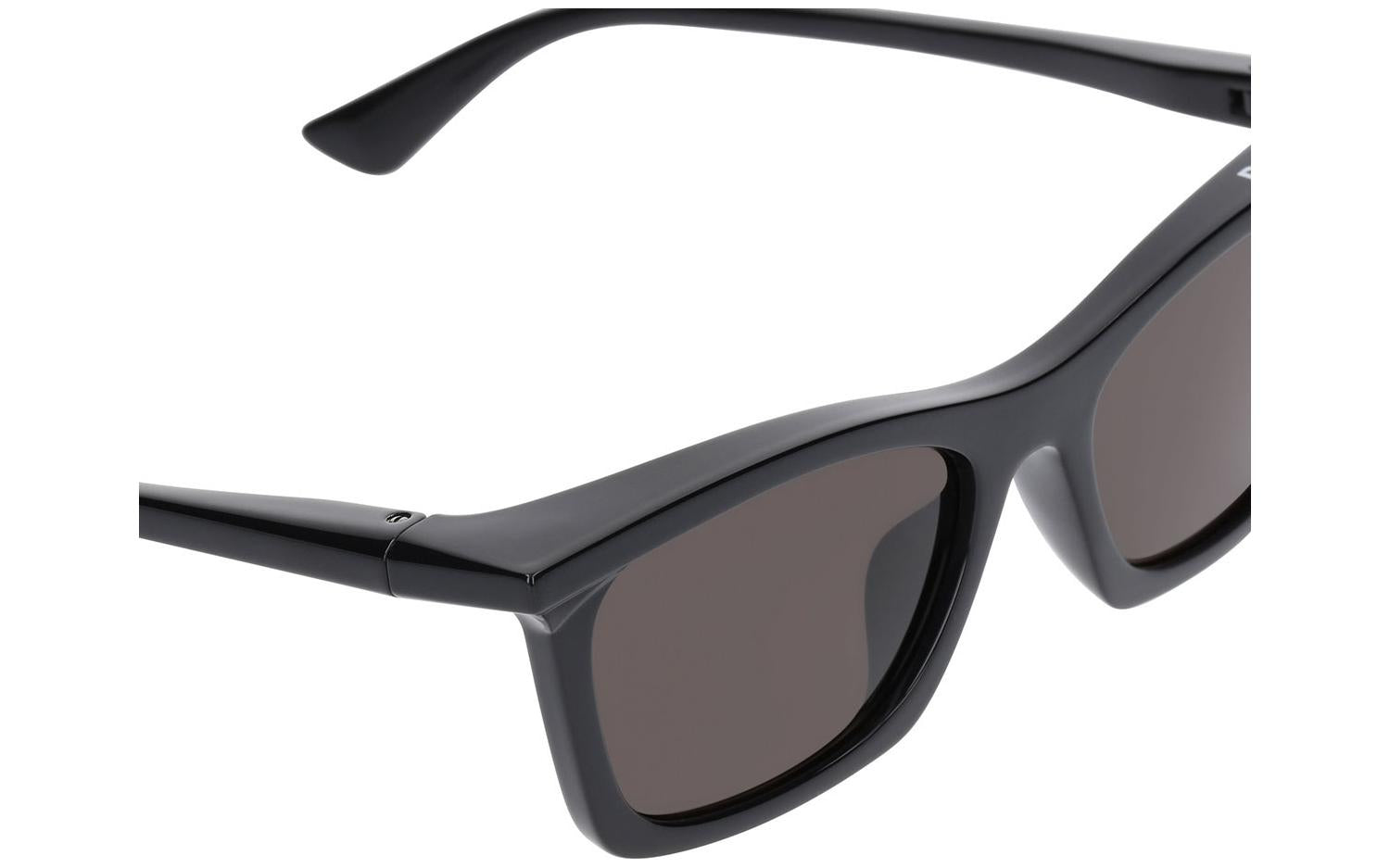 Balenciaga BB0099S-001 Black Squared Sunglasses with dark tinted lenses on a plain white background.