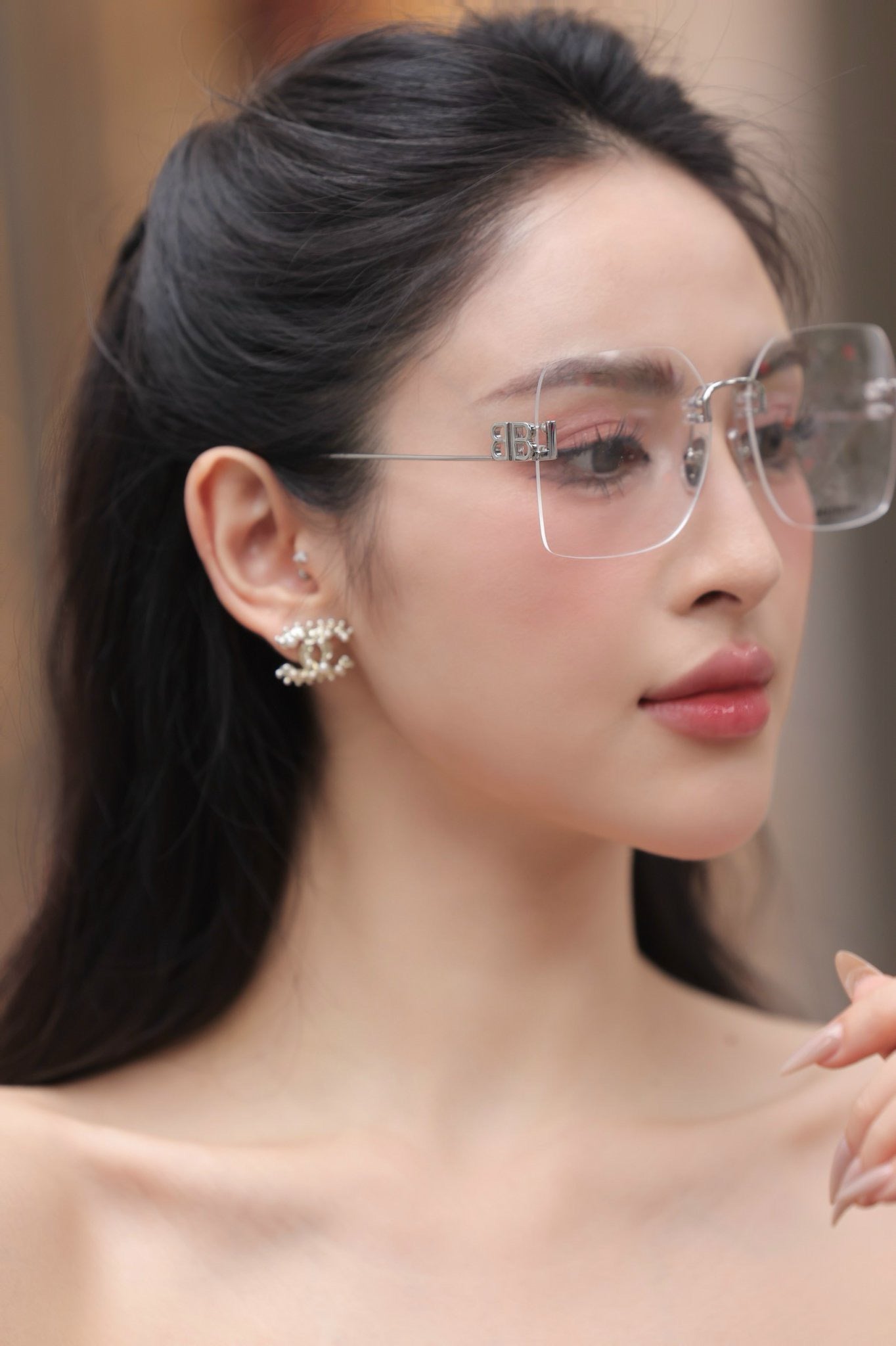 nữ mang kính BALENCIAGA BB0113O 002 EVERYDAY EYEGLASSES DOUBLE BB SILVER