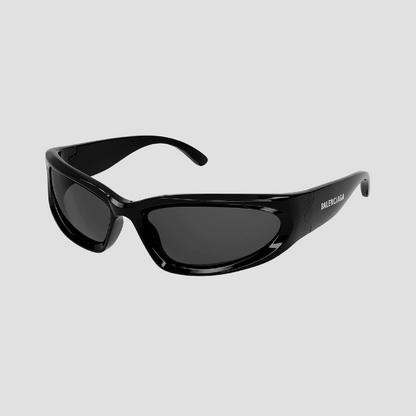 BALENCIAGA BB0157S 001 SWIFT OVAL SUNGLASSES BLACK 658745T00071000