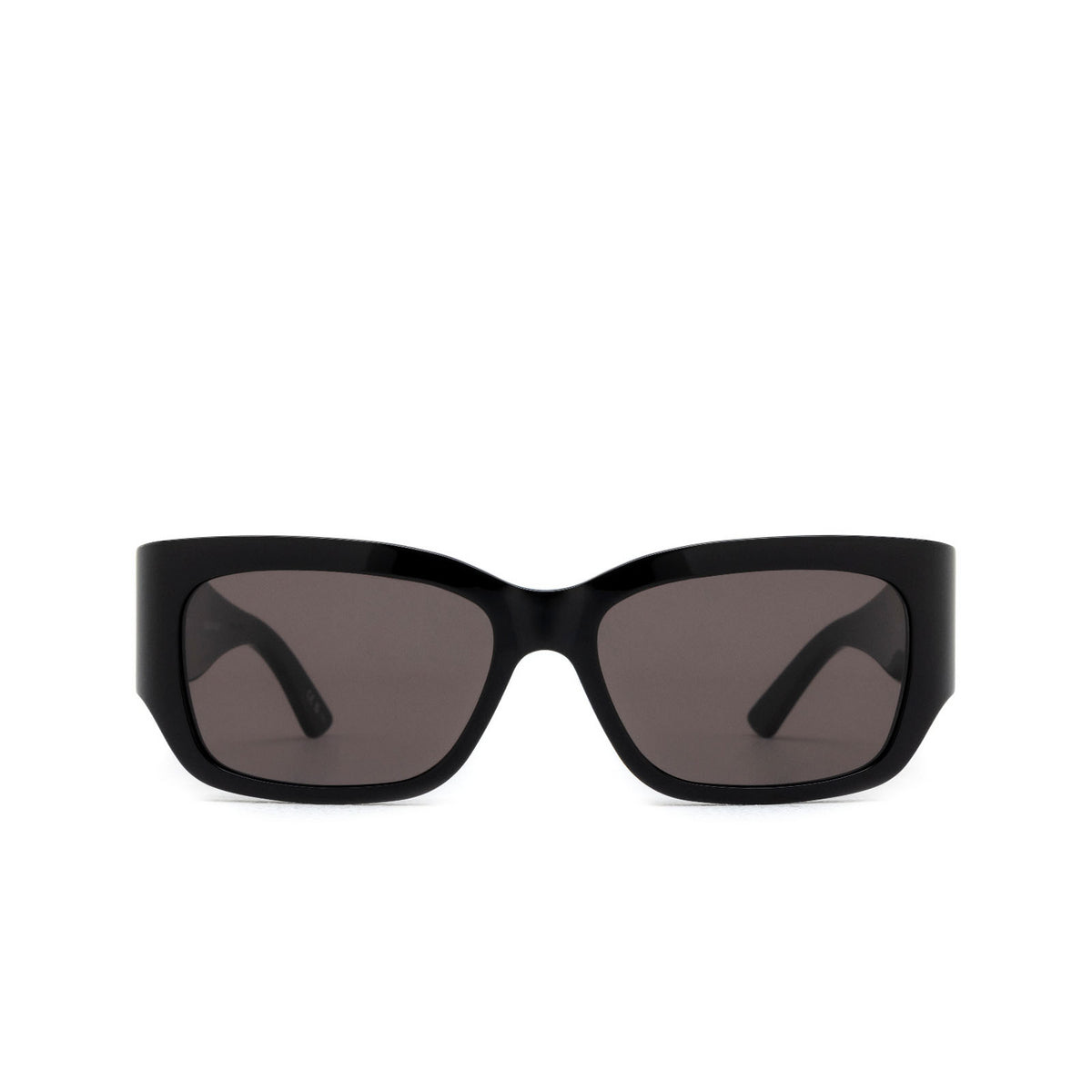 Balenciaga BB0331SK-001 Black Squared Sunglasses with dark tinted lenses, shown from the front on a plain white background.