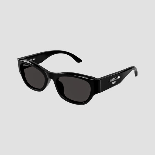 Balenciaga BB0389SK Black Rectangular Sunglasses with tortoiseshell frame and dark lenses on a white background