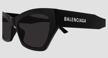 Balenciaga BB0447S Black Cat-Eye Sunglasses on a white background