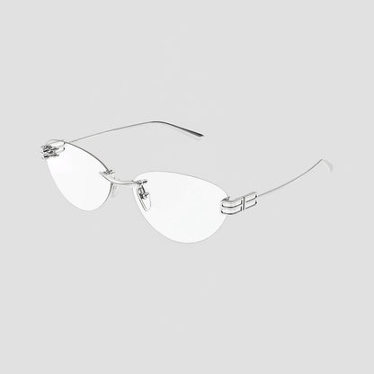 Balenciaga BB0489O-001 Silver Rimless Butterfly Eyeglasses