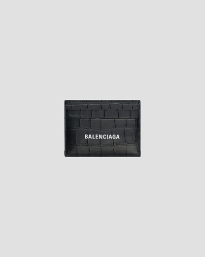BALENCIAGA CASH CARD HOLDER CROCODILE-EMBOSSED IN BLACK 5943091ROP31000