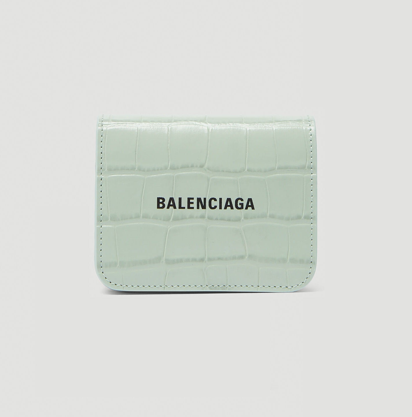 Balenciaga Cash Crocodile Embossed Card Wallet In Light Green 6556241LRR33960