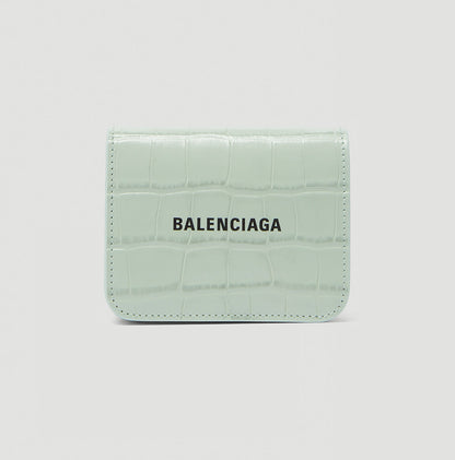 Balenciaga Cash Crocodile Embossed Card Wallet In Light Green 6556241LRR33960