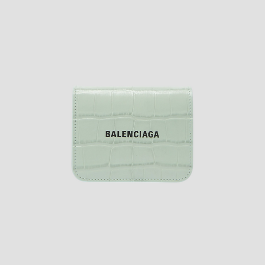 Balenciaga Cash Crocodile Embossed Card Wallet Mint 6556241LRR33960