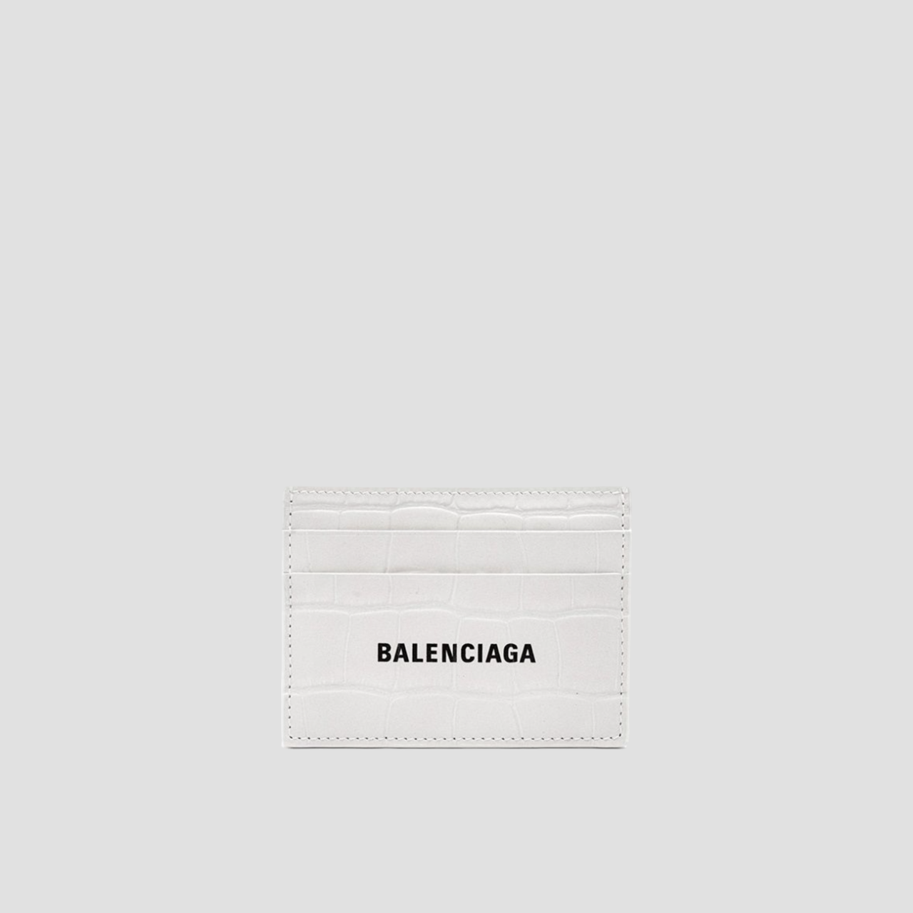 BALENCIAGA CROCODILE-EMBOSSED CARD HOLDER IN WHITE 5943091ROP39060