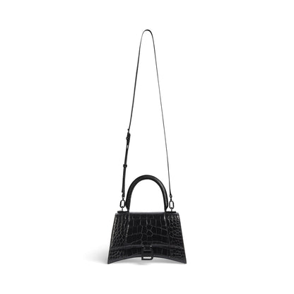 túi xách BALENCIAGA HOURGLASS SMALL BLACK HANDBAG CROCODILE EMBOSSED WITH BLACK LOGO 5935461LR671000 hàng hiệu chính hãng Authentic tại Hà Nội, Sài Gòn, Tp HCM, Việt Nam.