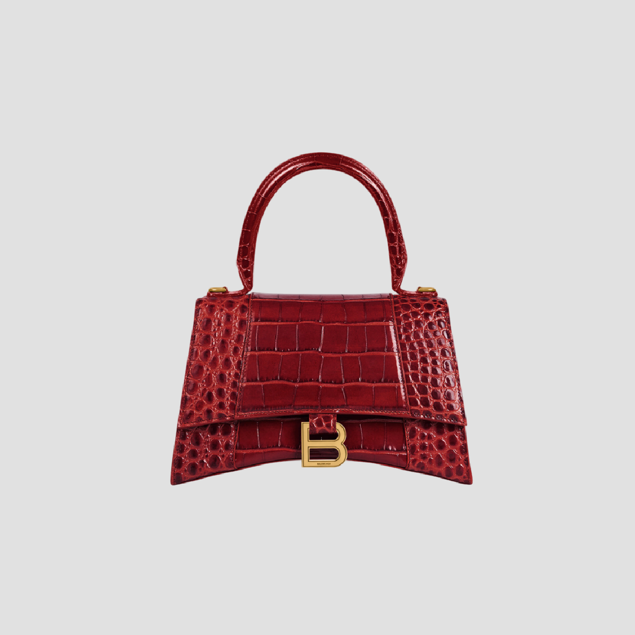 BALENCIAGA HOURGLASS SMALL HANDBAG CROCODILE EMBOSSED IN DARK RED 5935461LRGM6211